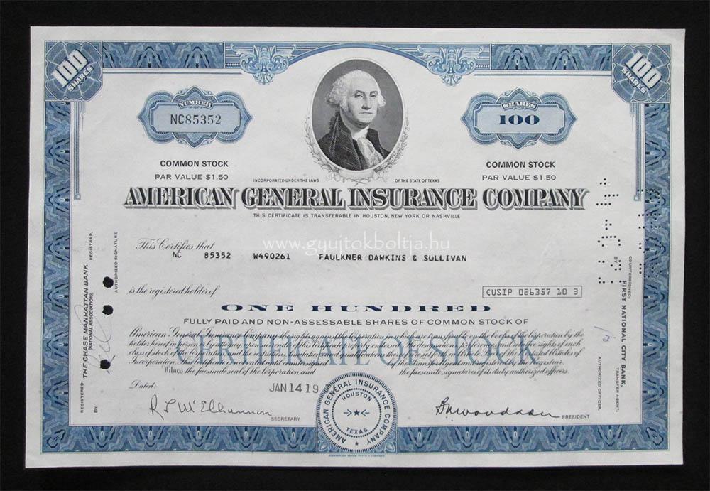 USA részvény - American General Insurance Company
